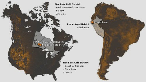 North America and Peru - Grandview Gold Properties Map